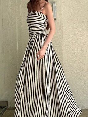 Striped Black & White Maxi Dress